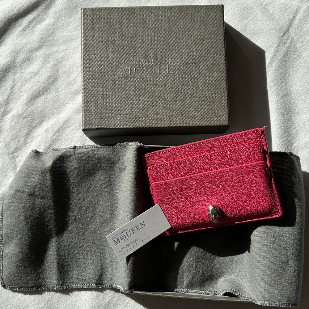 Alexander McQueen Pink Leather Credit Card Case & Box